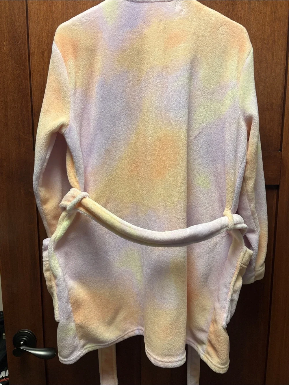 PINK Victoria's Secret Pastel Tie-Dye Fleece Robe in Peach, Lilac & Mint